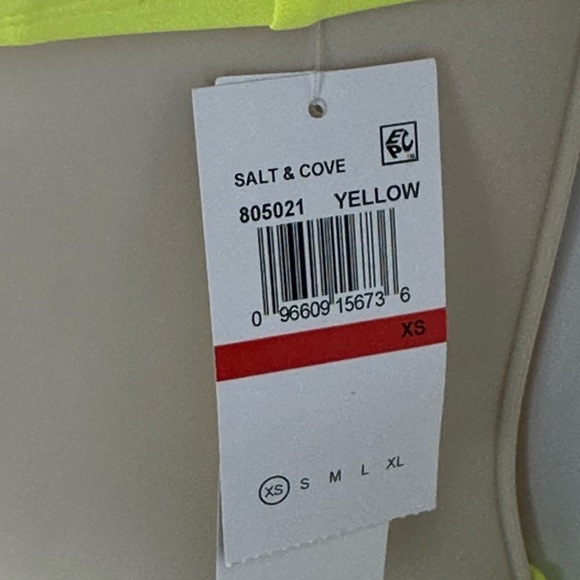 Salt + Cove Juniors Cross Back Double Strap Bikini - Neon Yellow - size XS - Picture 7 of 7